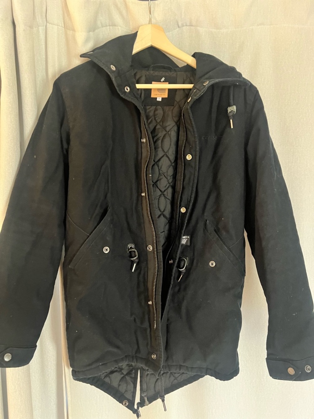 Carhartt Navy Blue Quilted Hooded Field Jacket